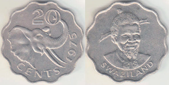 1975 Swaziland 20 Cents (Unc) A005504